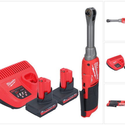 Milwaukee M12 FHIR14LR-502 batterie cliquet haute vitesse 12 V 47 Nm 1/4" brushless + 2x batterie 5,0 Ah + chargeur
