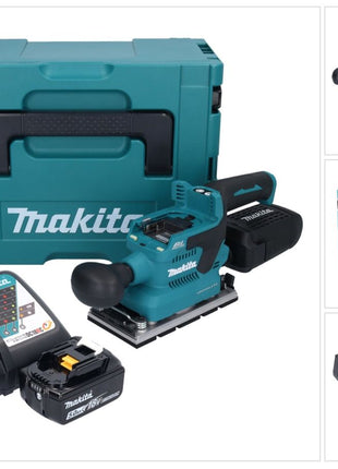 Makita DBO 381 RT1JU Ponceuse vibrante sans fil 18 V 93 x 185 mm Brushless + 1x batterie 5,0 Ah + chargeur + Makpac