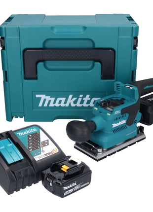 Makita DBO 381 RT1JU Ponceuse vibrante sans fil 18 V 93 x 185 mm Brushless + 1x batterie 5,0 Ah + chargeur + Makpac