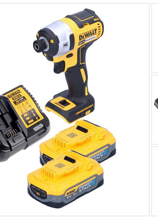 DeWalt DCF 887 H2 Clé à choc sans fil 18 V 205 Nm 1/4" Brushless + 2x batterie Powerstack 5,0 Ah + chargeur