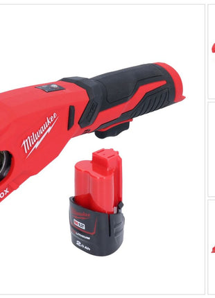 Milwaukee M12 PCSS-201 cordless stainless steel pipe cutter 12 V 12 - 28 mm + 1x rechargeable battery 2.0 Ah - without charger