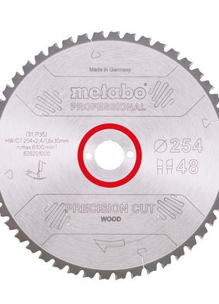 Metabo Precision Cut Wood - Lama circolare professionale 254 x 30 mm Z48 ( 628221000 ) WZ 5 NEG
