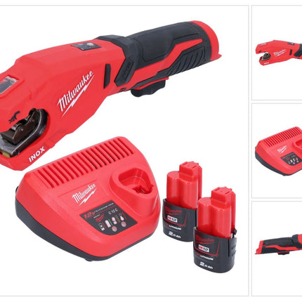 Milwaukee M12 PCSS-202 Akku Edelstahl Rohrabschneider 12 V 12 - 28 mm + 2x Akku 2,0 Ah + Ladegerät