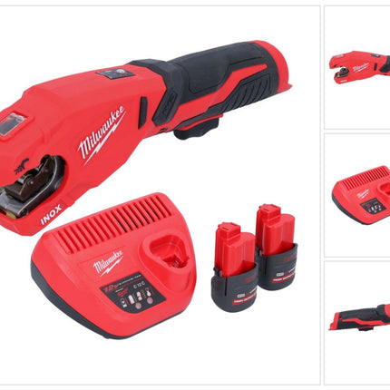 Milwaukee M12 PCSS-252 Akku Edelstahl Rohrabschneider 12 V 12 - 28 mm + 2x Akku 2,5 Ah + Ladegerät