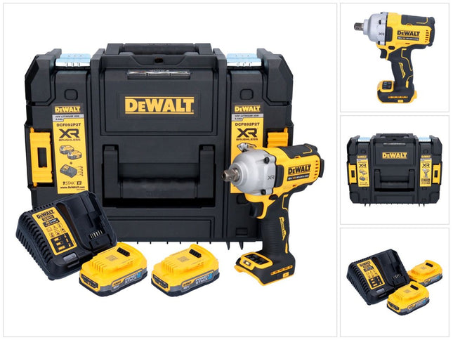 DeWalt DCF 892 E2T Clé à choc 18 V 813 Nm 1/2'' Brushless + 2x batterie 1,7 Ah + chargeur + TSTAK