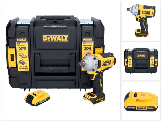 Visseuse à chocs sans fil DeWalt DCF 892 NT 18 V 813 Nm 1/2" sans balais + 1 batterie 2,0 Ah + TSTAK - sans chargeur