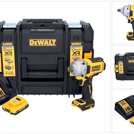 Avvitatore a impatto a batteria DeWalt DCF 892 D1T 18 V 813 Nm 1/2" Brushless + 1x batteria 2,0 Ah + caricabatteria + TSTAK