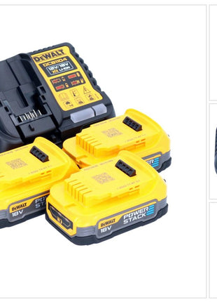 Set di avviamento DeWalt DCB 1104 E3 12 V / 18 V 3x batteria Powerstack 1,7 Ah + caricabatterie DCB 1104