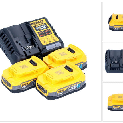 Set di avviamento DeWalt DCB 1104 E3 12 V / 18 V 3x batteria Powerstack 1,7 Ah + caricabatterie DCB 1104