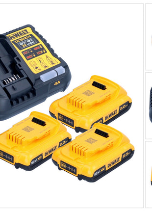 DeWalt DCB 1104 D3 Set di avviamento batteria 12 V / 18 V 3x batteria 2,0 Ah + caricatore DCB 1104