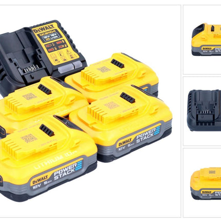 DeWalt DCB 1104 H4 Battery Starter Set 12 V / 18 V 4x batteria Powerstack 5,0 Ah + caricatore DCB 1104