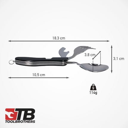 Toolbrothers Fan Lunchpaket in Hardcase Tragetasche Lunchtasche Wasserdicht mit Edelstahl Brotdose mit Trennfächern und Edelstahldeckel 1200 ml + Edelstahl Trinkflasche 600 ml + 4 in 1 Multifunktions Besteck