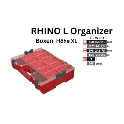 Toolbrothers RHINO L Organizer ULTRA altezza XL scatole 9 l IP54 con scatole estraibili