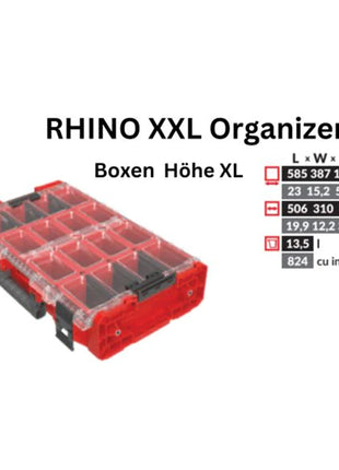 Toolbrothers RHINO XXL Organizer ULTRA Höhe XL Boxen 13,5 l IP66 mit herausnehmbaren Boxen + Trennwänden