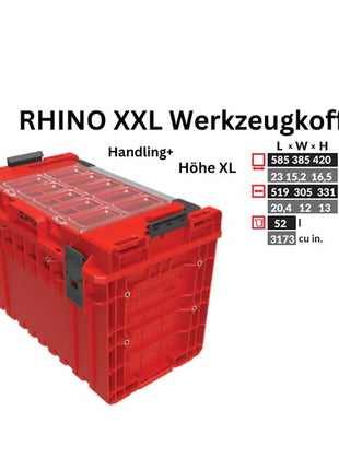 Toolbrothers RHINO XXL walizka narzędziowa ULTRA Handling+ wysokość XL niestandardowy organizer modułowy 585 x 385 x 420 mm 52 l możliwość sztaplowania IP66