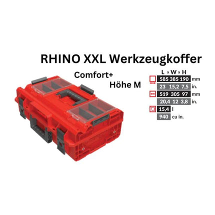 Toolbrothers RHINO XXL Valigia portautensili ULTRA Comfort+ altezza M 15,4 l IP66 con divisori estraibili + scatole