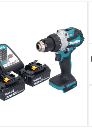 Makita DHP 489 RG cordless impact drill 18 V 73 Nm brushless + 2x rechargeable battery 6.0 Ah + charger