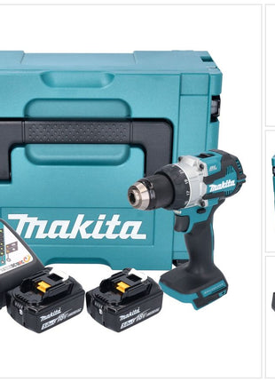 Makita DHP 489 RTJ Perceuse-visseuse à percussion sans fil 18 V 73 Nm Brushless + 2x batterie 5,0 Ah + chargeur + Makpac