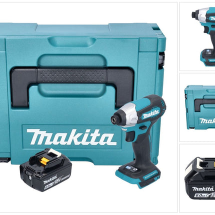 Makita DTD 157 G1J Clé à choc sans fil 18 V 140 Nm 1/4'' Brushless + 1x batterie 6,0 Ah + Makpac - sans chargeur