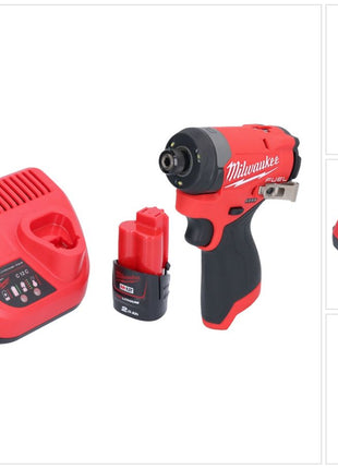 Milwaukee M12 FID2-201 Akku Schlagschrauber 12 V 170 Nm 1/4" Brushless + 1x Akku 2,0 Ah + Ladegerät