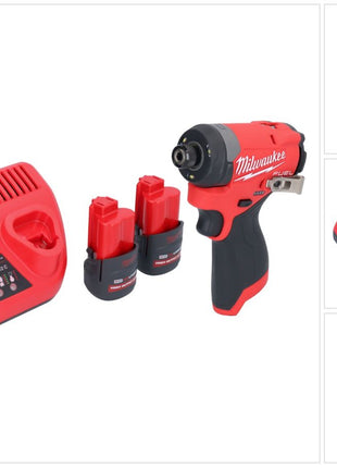 Milwaukee M12 FID2-252 Akku Schlagschrauber 12 V 170 Nm 1/4" Brushless + 2x Akku 2,5 Ah + Ladegerät