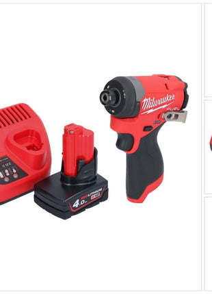 Milwaukee M12 FID2-401 akumulatorowy klucz udarowy 12 V 170 Nm 1/4" bezszczotkowy + 1x akumulator 4,0 Ah + ładowarka