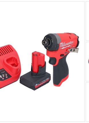 Milwaukee M12 FID2-501 akumulatorowy klucz udarowy 12 V 170 Nm 1/4" bezszczotkowy + 1x akumulator 5,0 Ah + ładowarka