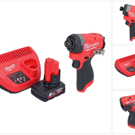 Clé à chocs sans fil Milwaukee M12 FID2-601 12 V 170 Nm 1/4" sans balai + 1x batterie 6,0 Ah + chargeur