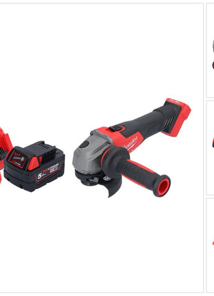 Milwaukee M18 FSAG115X-501 Cordless angle grinder 18 V 115 mm brushless + 1x battery 5.0 Ah + charger