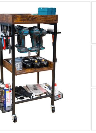 Carrello da officina Toolbrothers per utensili elettrici e manuali in metallo 86 x 45 x 30 cm ( L x P x P ) Ruote di trasporto con freno