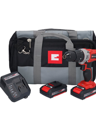 Einhell TE-CD 18/2 Li-i-Kit trapano a percussione a batteria 18 V 44 Nm + 2x batteria ricaricabile 1,5 Ah + caricatore + borsa