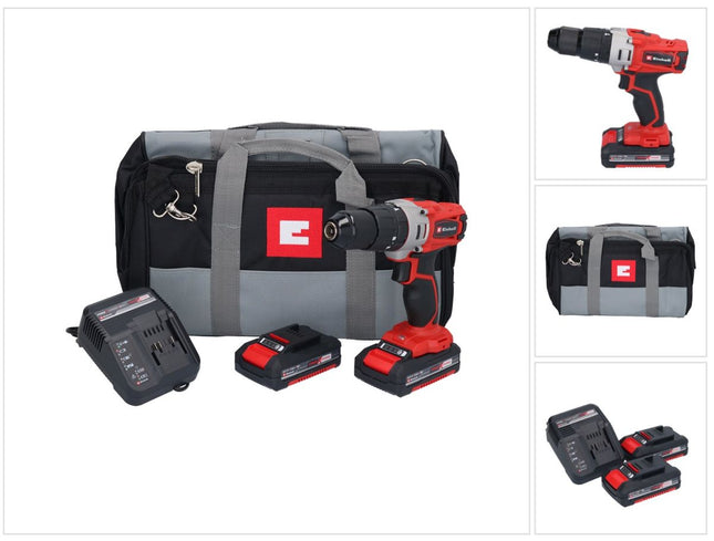 Einhell TE-CD 18/2 Li-i-Kit trapano a percussione a batteria 18 V 44 Nm + 2x batteria ricaricabile 1,5 Ah + caricatore + borsa