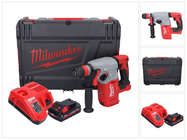 Milwaukee M18 BLHX-301X martello combinato a batteria 18 V 2,3 J senza spazzole + 1x batteria ricaricabile 3,0 Ah + caricabatterie + scatola HD
