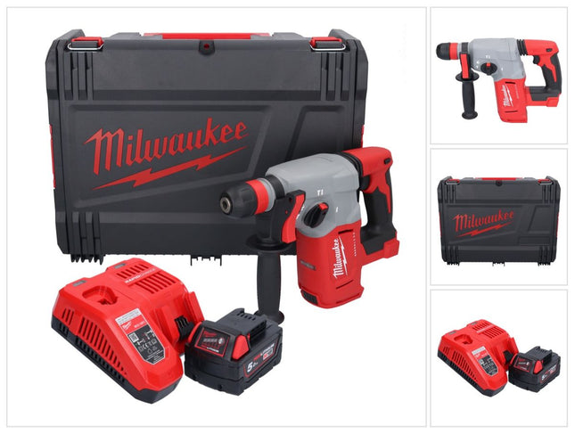 Milwaukee M18 BLHX-501X martello combinato a batteria 18 V 2,3 J senza spazzole + 1x batteria ricaricabile 5,0 Ah + caricabatterie + scatola HD