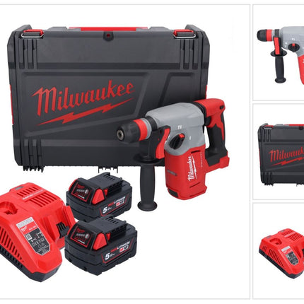 Martello combinato a batteria Milwaukee M18 BLHX-502X 18 V 2,3 J senza spazzole ( 4933478892 ) + 2x batteria ricaricabile 5,0 Ah + caricatore + scatola HD