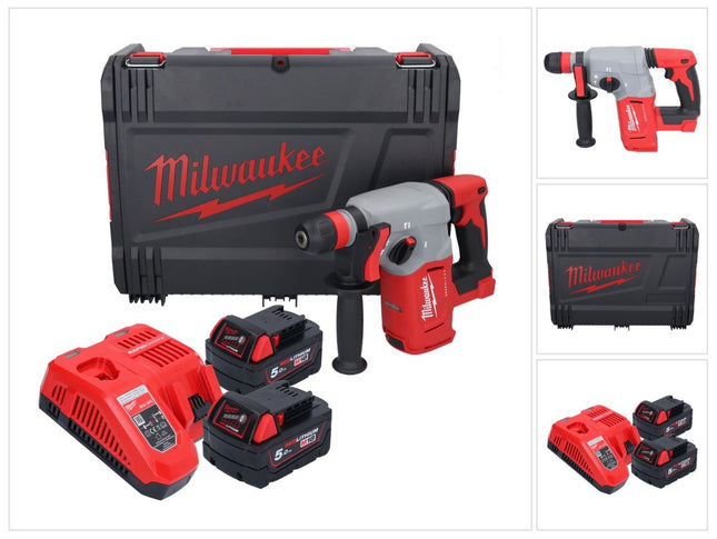 Martello combinato a batteria Milwaukee M18 BLHX-502X 18 V 2,3 J senza spazzole ( 4933478892 ) + 2x batteria ricaricabile 5,0 Ah + caricatore + scatola HD