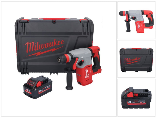 Milwaukee M18 BLHX-801X martello combinato a batteria 18 V 2,3 J Brushless + 1x batteria 8,0 Ah + scatola HD - senza caricabatterie