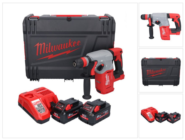 Milwaukee M18 BLHX-802X martello combinato a batteria 18 V 2,3 J brushless + 2x batteria 8,0 Ah + caricabatterie + scatola HD