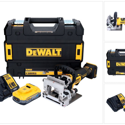 DeWalt DCW 682 H1T Akku Flachdübelfräse 18 V 102 x 20 mm Brushless + 1x Powerstack Akku 5,0 Ah + Ladegerät + TSTAK