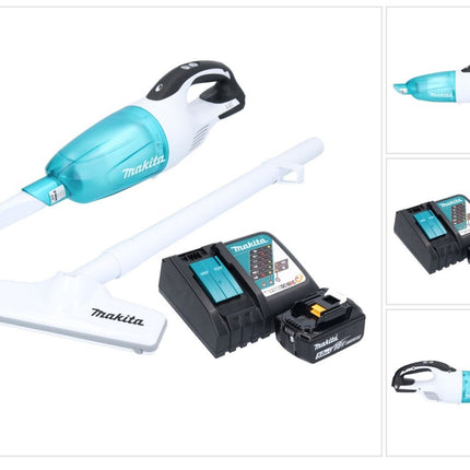 Makita DCL 181 FRTWX Akku Staubsauger 18 V 53 mbar 0,65 L + 2x Akku 5,0 Ah + Ladegerät