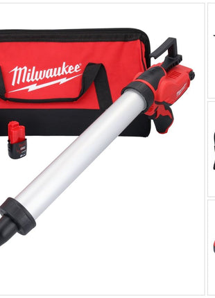 Milwaukee M12 PCG/600A-201B Akku Kartuschenpresse 12 V 600 ml ( 4933448764 ) + 1x Akku 2,0 Ah + Ladegerät + Tasche
