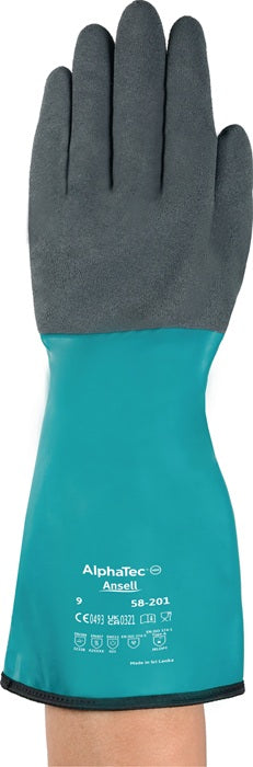 Gants ANSELL pour produits chimiques AlphaTec 58-201 taille 9 vert/gris ( 4000391324 )