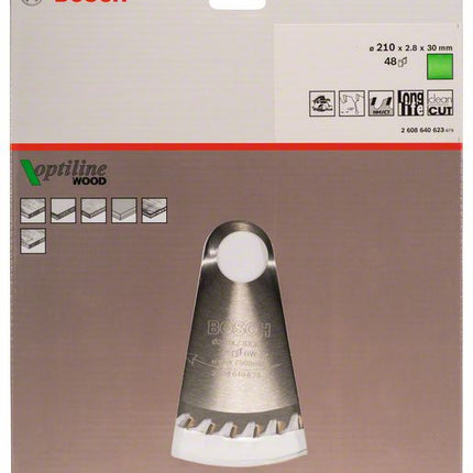 BOSCH Kreissägeblatt Optiline Wood Außen-Ø 210 mm Zähnezahl 48 WZ ( 4000815441 )