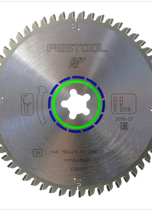 Festool Spezial Kreissägeblatt 190 x 2,6 FF TF58 190 mm 58 Zähne ( 492051 ) - Toolbrothers