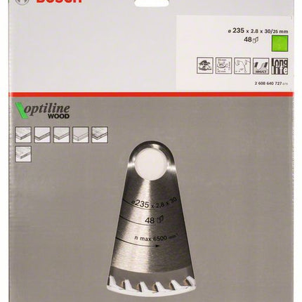 BOSCH Lame pour scie circulaire Optiline Wood Ø extérieur 235 mm Nombre de dents 48 WZ ( 8000342011 )