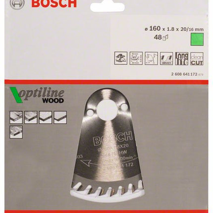 BOSCH Kreissägeblatt Optiline Wood Außen-Ø 160 mm Zähnezahl 48 WZ ( 8000341993 )