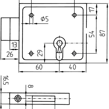 BEVER Kastenriegelschloss 150 DIN links / rechts BB ( 3000251062 )