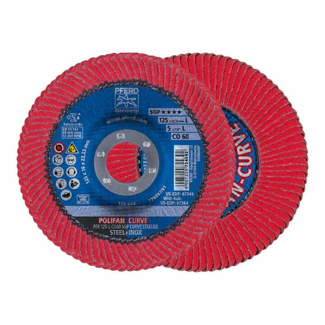 Disco lamellare PFERD POLIFAN CO SGP CURVE STEELOX Ø 125 mm granulometria 60 CURVE ( 4000842358 )
