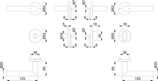 HOPPE Escutcheon set Amsterdam E1400Z/42KV/42KVS Stainless steel F9714M ( 3000209763 )