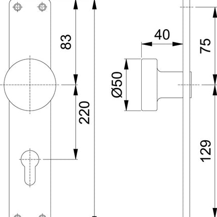 HOPPE Bouton de porte 54/202 aluminium F1 72 mm ( 3000252037 )